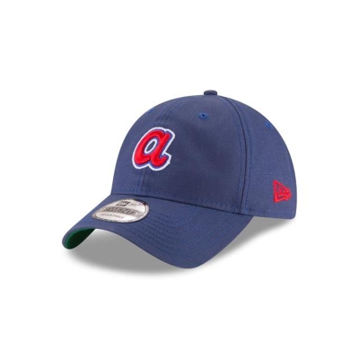 Blue Atlanta Braves Hat - New Era MLB Waxed Cooperstown 9TWENTY Adjustable Caps USA7012583